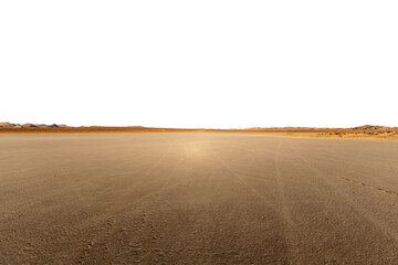 Dry desert lake mud flats with cut out background.  