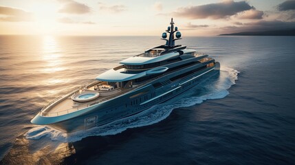 Fototapeta na wymiar An elegant and sophisticated super yacht - Generated by Generative AI