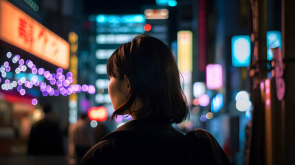 Fototapeta premium Cyberpunk girl in Neo Tokyo