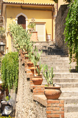 Picturesque staircase in the center of Taormina