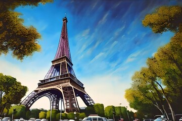 Obraz premium eiffel tower, Generative AI