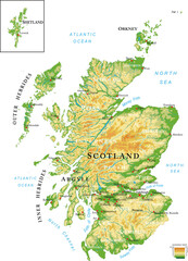 Scotland highly detailed physical map - 583259219