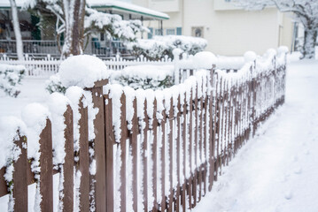 Sticky Wet Snow Fence from Morning Winter Storm