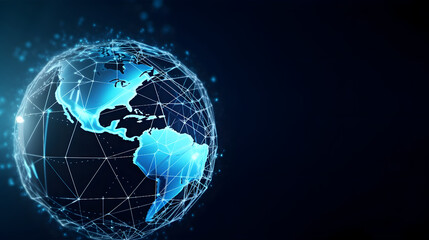 Fototapeta premium earth globe on black background, connectivity concept