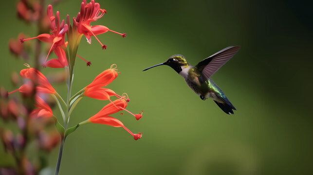 hummingbird in flight. IA Generated