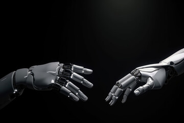 Robot hands artificial intelligence, future technology and communication concept, generative ai 
