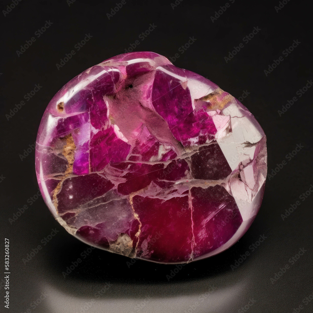 Poster a small flat magenta stone with a single of quartz across its center. trendy color of 2023 viva mage