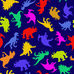 Colorful pattern of dinosaurs in flat style for print and design. Vector illustration. © Server