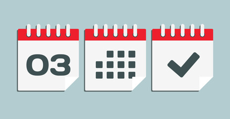Vector icon page calendar - 3 day, agenda, done