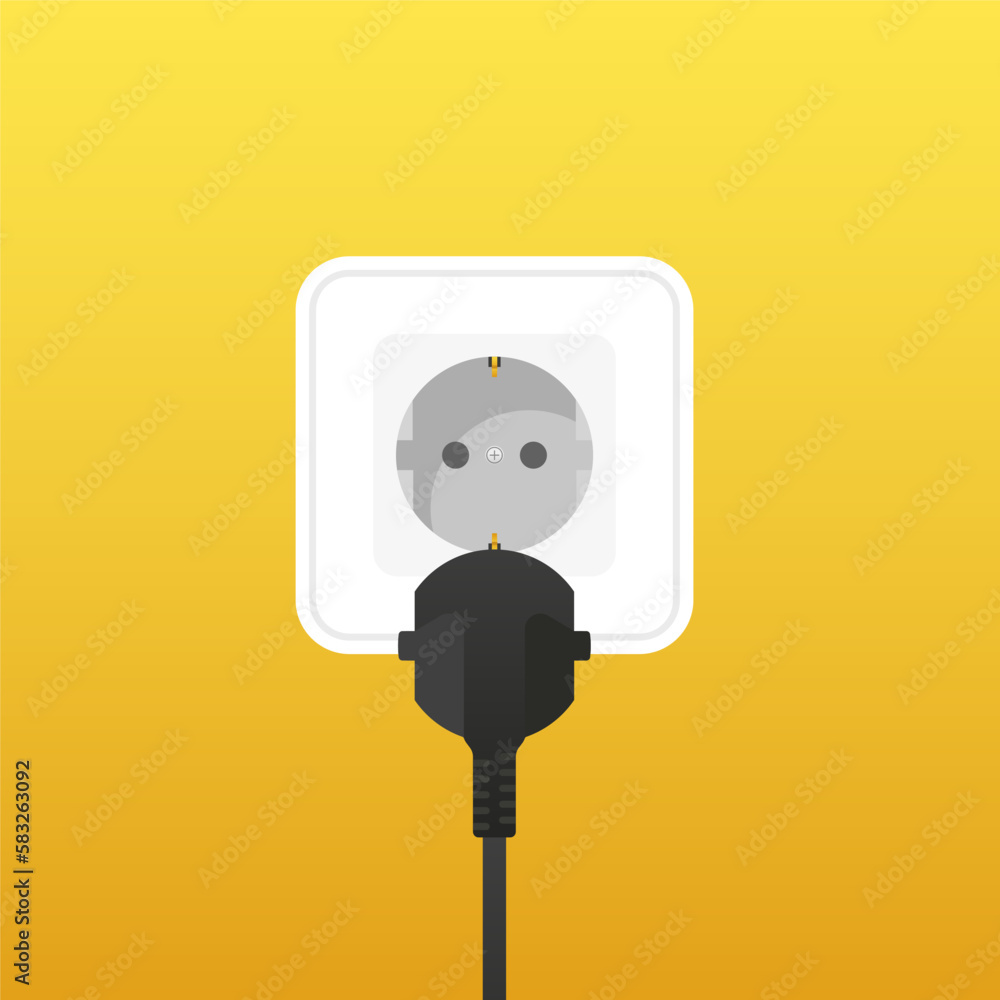 Poster the plug is inserted into the electrical wiring using an electrical cord. device icon for connecting
