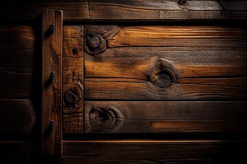 Fototapeta premium Dark brown rustic wooden old planks background or texture. Generative AI