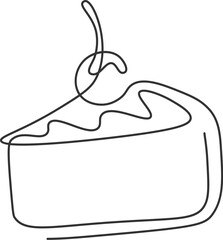 Piece of birthday cake in line art