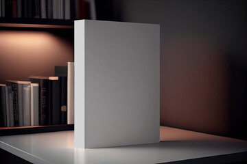 Empty Book Template. Standing closed book with white Cover. Mock Up . AI generated.