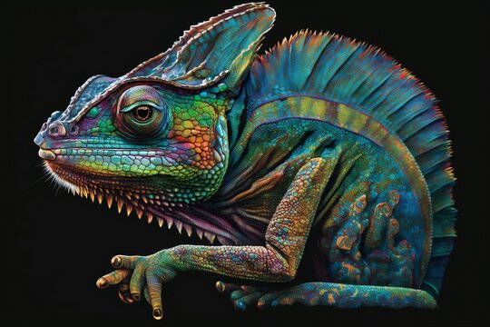 colorful iguana, rgb iguana, cool iguana, ai iguana