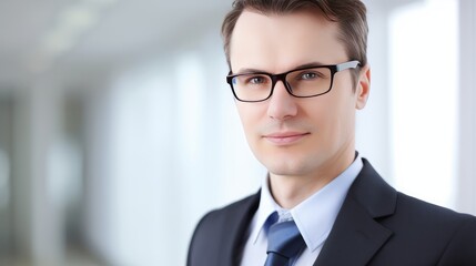 Powerful Presence: Successful Businessman in Bright, Modern Workspace. Generative AI.