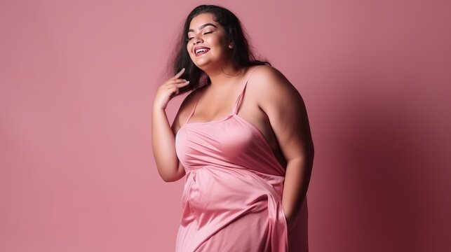 Embracing Beauty: Full Body Shot of Plus Size Model. Generative AI.
