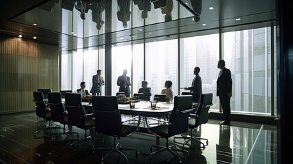 Executive Exchange: Businesspeople in Formal Meeting Setting. Generative AI.