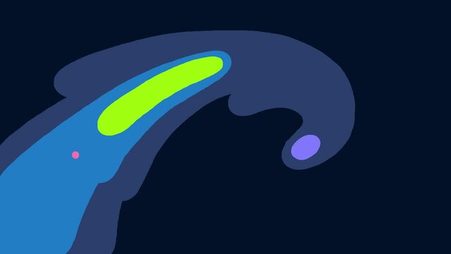Liquid transition wipe blue yellow pink version. Cartoon animation motion element isolated. Alpha channel included. 