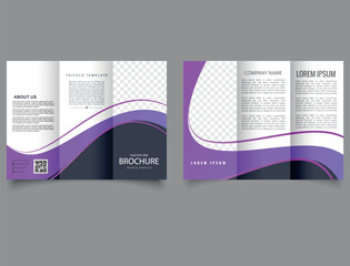 Trifold brochure with waves. Editable vector templates with design elements