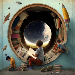 Naklejka premium Education as a window to new discoveries and scientific inventions