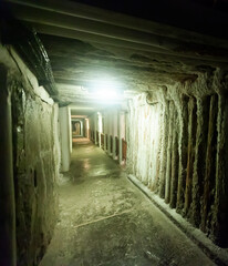 Fototapeta premium Interior view of underground tunnels in old mines
