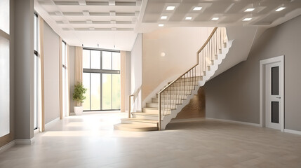 Obraz premium Hall with staircase 3d render (ai generated)