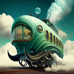 Foto auf Acrylglas Malerische Inspiration A mechanical vehicle, an illustration of a surreal vehicle. Generative AI