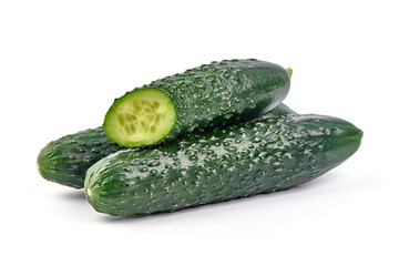 Lightly salted cucumbers, isolated on white background. High resolution image.