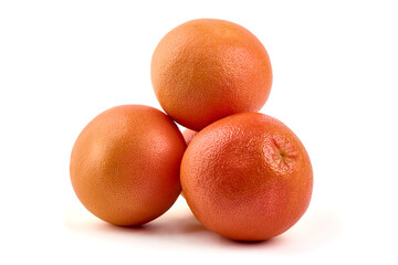 Red grapefruits, isolated on white background.