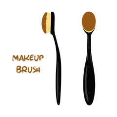 Makeup brush oval in flat style illustration. Makeup brushes isolated on white background. Vector illustration