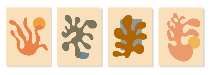 Fototapeta na wymiar Matisse abstract posters set. Contemporary minimalist organic shapes. Vector illustration