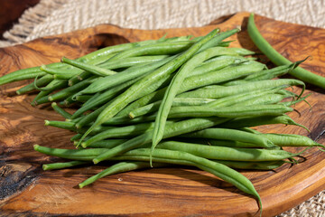 Raw fresh organic green beans ready to cook