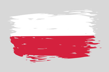 Flag of Poland painted with a brush stroke. Abstract concept. National flag in grunge style. Vector illustration