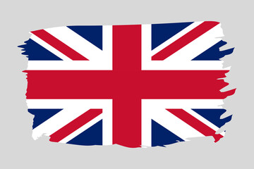 Flag of United Kingdom painted with a brush stroke. Abstract concept. National flag in grunge style. Vector illustration