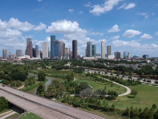 Fototapeta na wymiar Houston Downtown on a bright day.