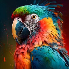 Insanely colorful big parrot. Generative AI