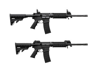 Modern automatic rifle isolated on white. Weapons for police, special forces and the army. Automatic carbine with mechanical sights.