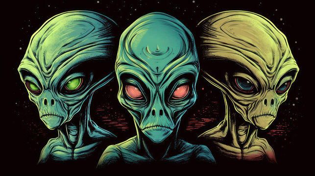 Alien portrait created with generative AI technology