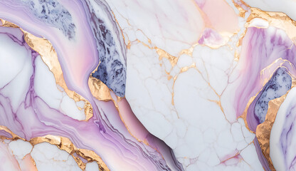 Marble & granite wallpaper: trendy and artistic grunge design. Luxury bathroom decoration with gold and purple gradient & pastel waves on ceramic tile Trendy grunge. Generative AI