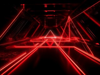 Futuristic Red Laser Lights Illuminate the Night.