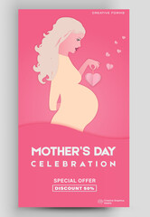 Happy Mother's Day. Editable post template for banner sale, presentation, invitation, stories, streaming.