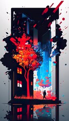 Colorful modern abstract background. Mobile vertical orientation. . Creative illustration. (Ai Generate)