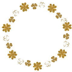 Gold Circle Frame Border with Flowers
