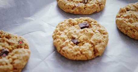 Gordijnen Image of close up of chocolate chip cookies © vectorfusionart