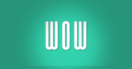 Image of wow text on green background