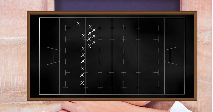 Image of rugby game strategy on rugby field