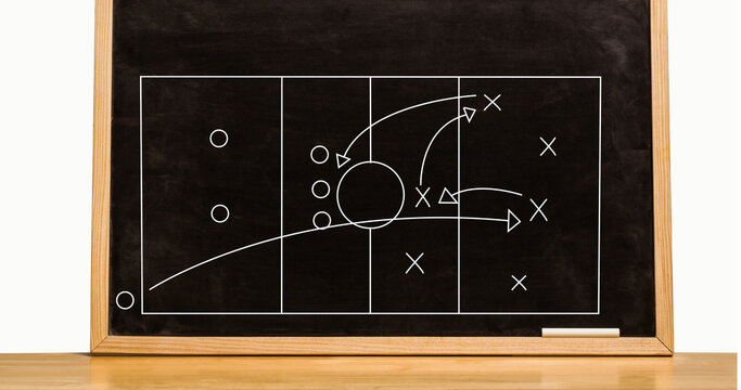 Image of football game strategy on football field