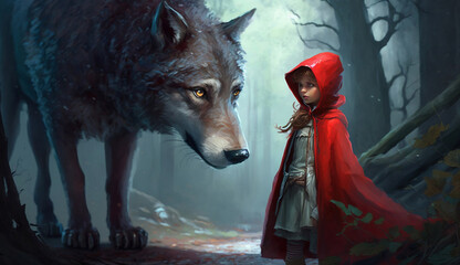 Little Red Riding Hood. Generative AI.