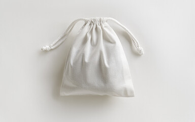 eco-friendly white cotton bag on white background