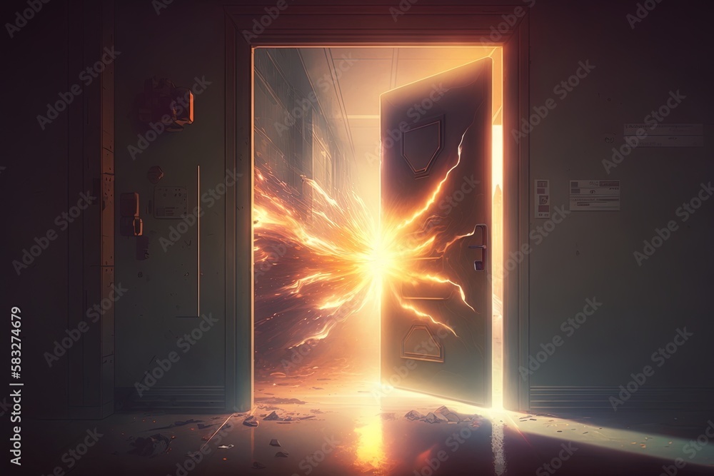 Poster a burst of glowing security generative ai